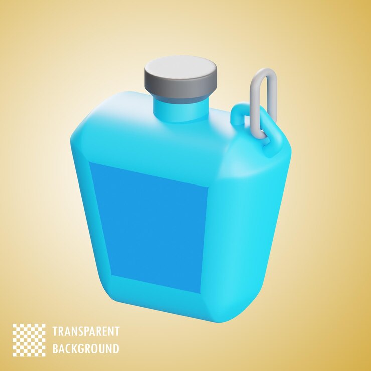 PSD 3d render of a blue water jug with a handle