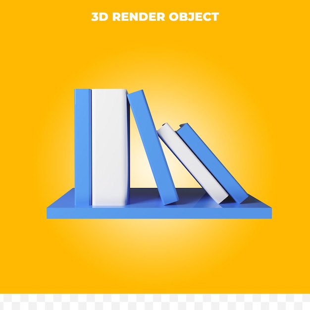 3d render book on bookshelf