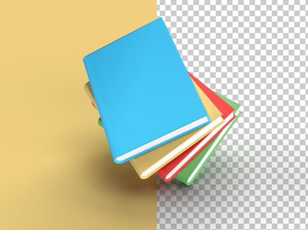 3D Render Books Stack of Book Covers Colorful Textbook Bookmark 