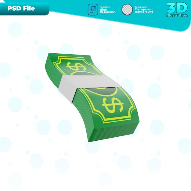 PSD 3d render bos van geld pictogram illustratie