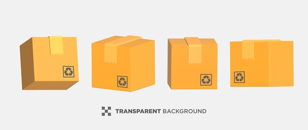 PSD 3d render of boxs collection on transparent background illustration