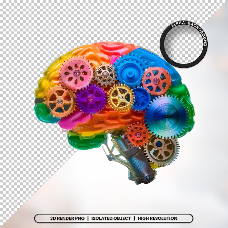 PSD 3d render brain neuroscience element icon psd png