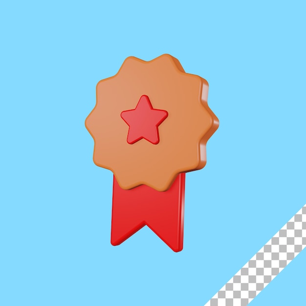 3d render bronze medal award icon with transparent background