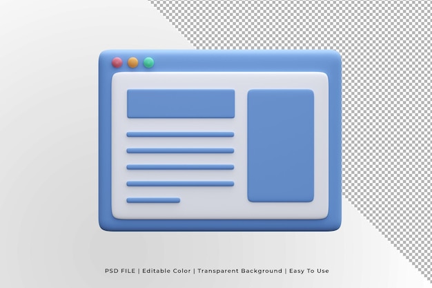 3D render browser internet concept