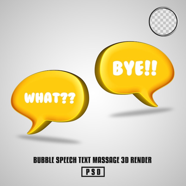 PSD 3d render bubble speech short text masagge