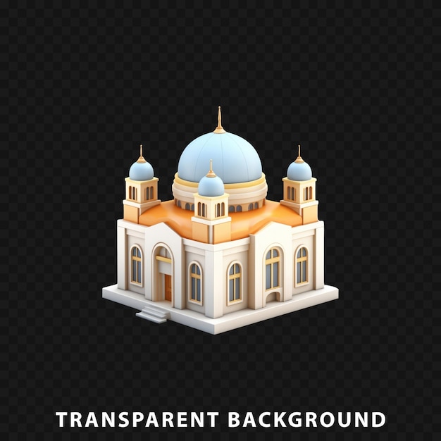 3d render building isolated on transparent background
