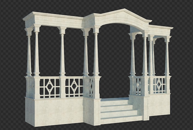 PSD 3d render building structure on isolated