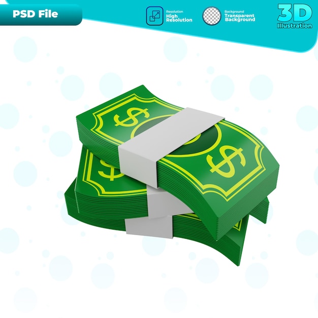 PSD 3d render bunch of money icon illustration