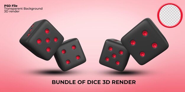 PSD 3d render bundel dobbelspellen transparante png