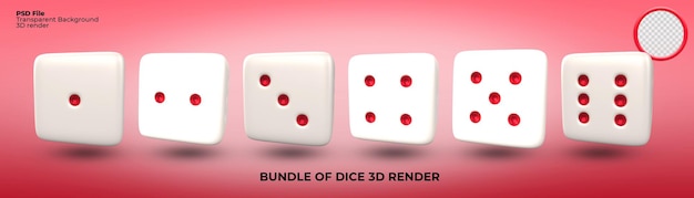 3D render bundle of dice games transparent png