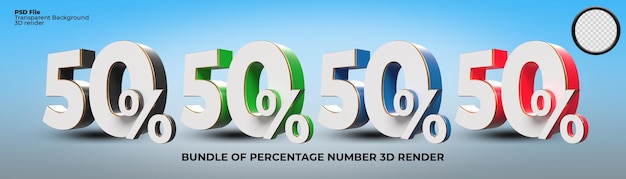 할인 판매 진행을 위한 숫자 20 png의 3D 렌더링 번들