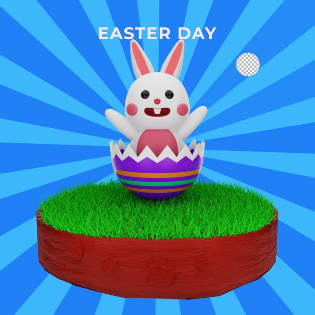 PSD 3d render bunny ornament event easter day