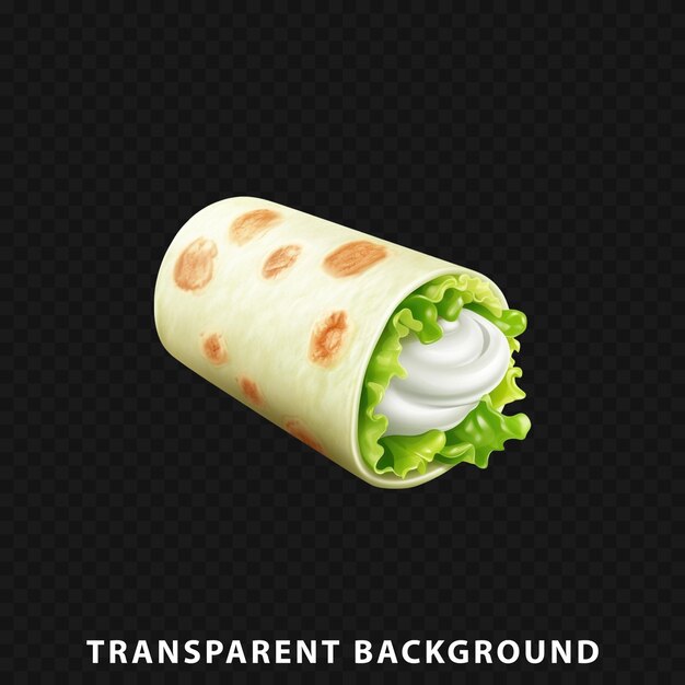 PSD 3d render burrito isolated on transparent background