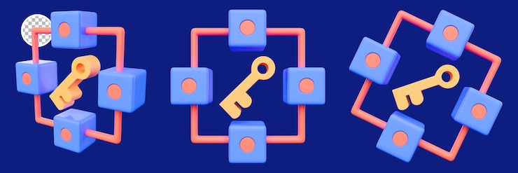 PSD 3d render business blockchain