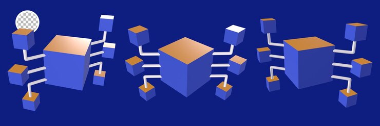 PSD 3d render business blockchain