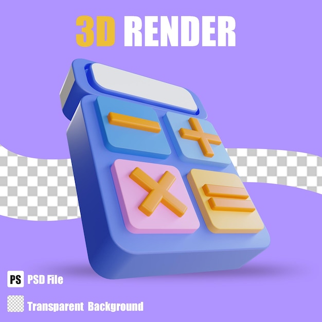 3D render bussines calculator with trasparent background