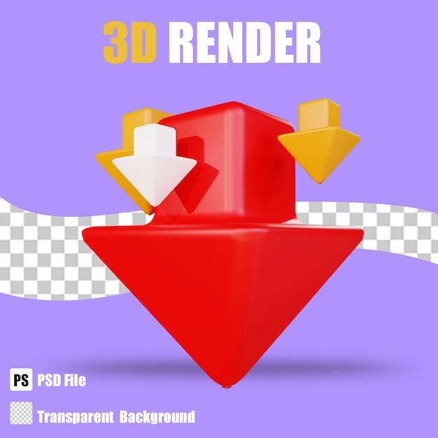 3d render bussines icon dwon 2 with trasparent background