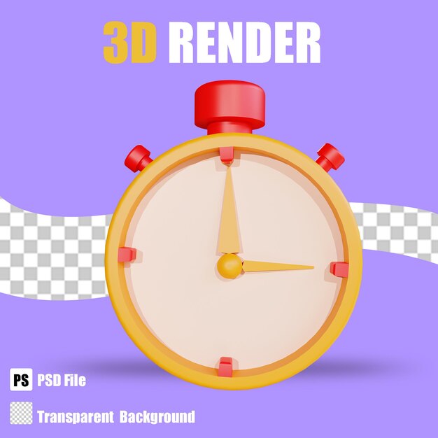3d render bussines icon stopwatch 2 with trasparent background
