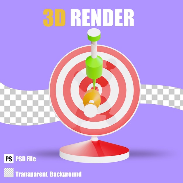 3d render bussines icon target with trasparent background