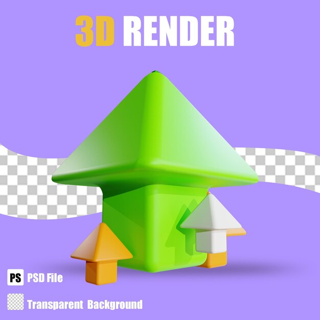 3d render bussines icon up with trasparent background