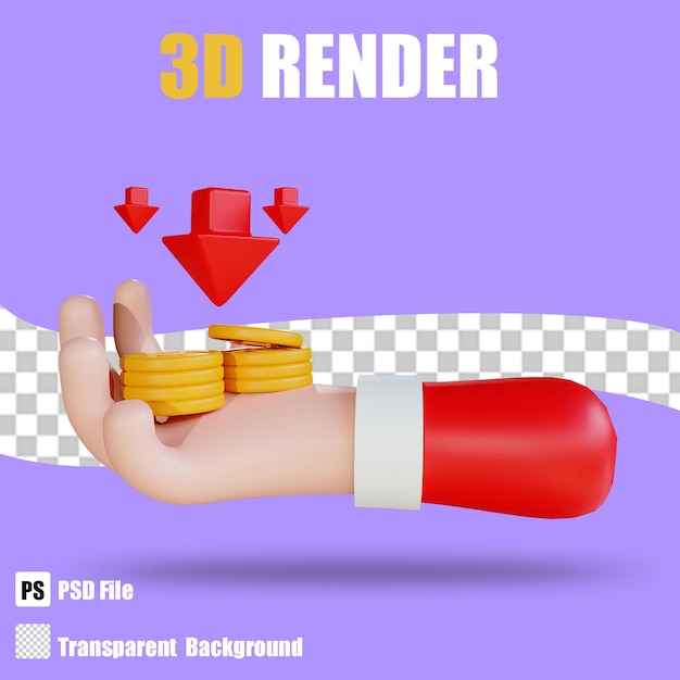 3d Render Bussines Ręcznie Zysk Dwa Razy Z Przezroczystym Tłem