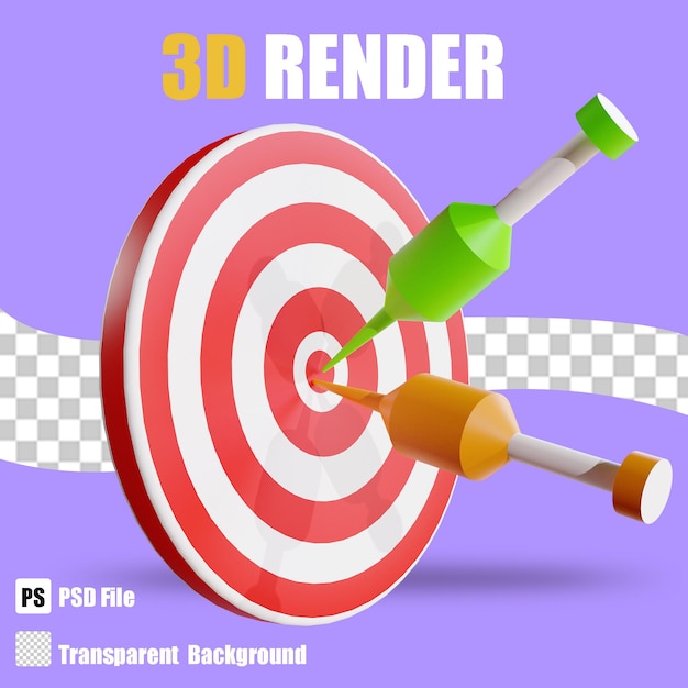 3d render bussines target 3 with trasparent background