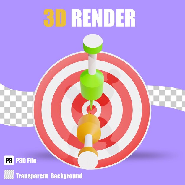 3D render bussines target 4 with trasparent background