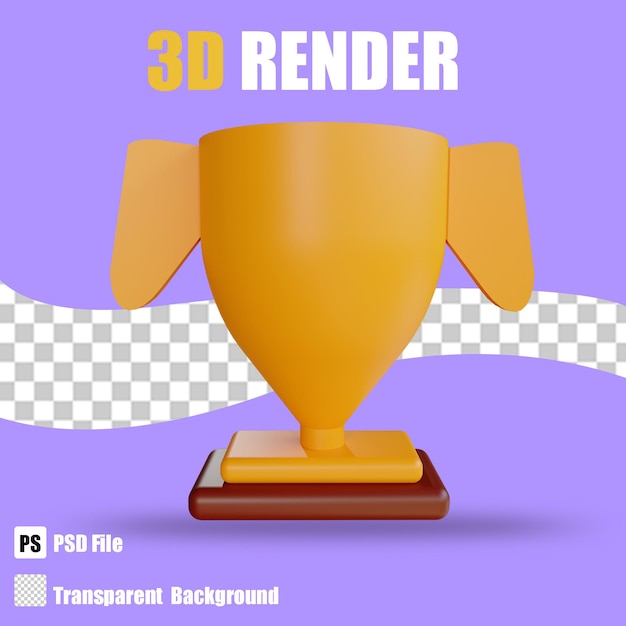 3d render bussines trophy with trasparent background