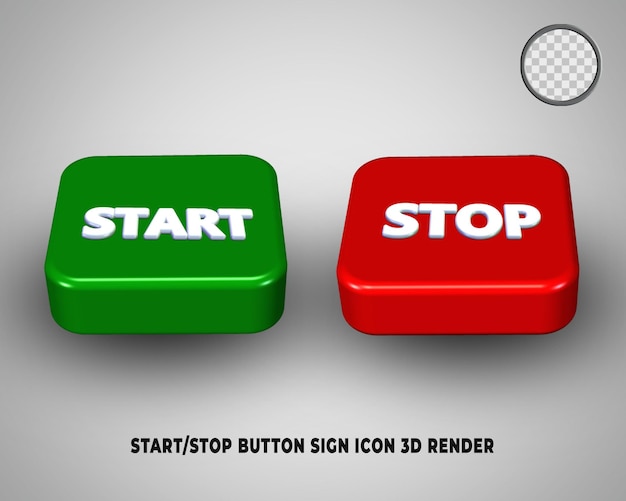 PSD 3d レンダリング ボタン はい または いいえ シンボル アイコン 緑と赤の色