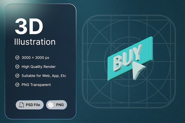 PSD 3d 렌더링 구매 오른쪽 천사 전자 상거래 개념 현대 아이콘 일러스트 디자인