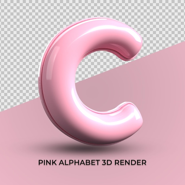 3d render c alfabet roze plastic schattig