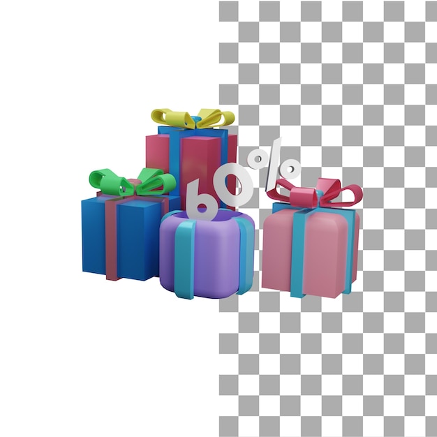 PSD 3d render cadeau korting