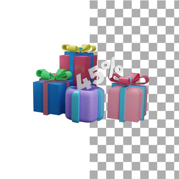 PSD 3d render cadeau korting