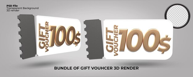 3d render cadeaubon bonus 100 usd dollar 3d render goud