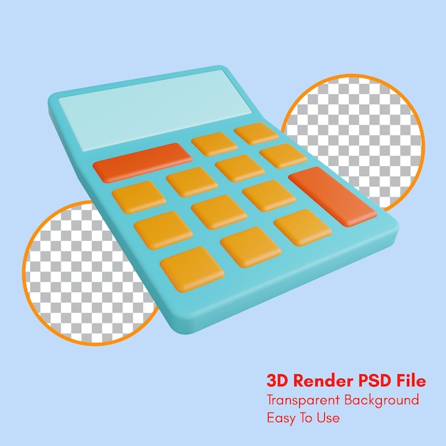 PSD 3d render calculator icon with transparent background