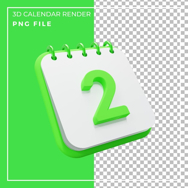 3d render calendar 2 day