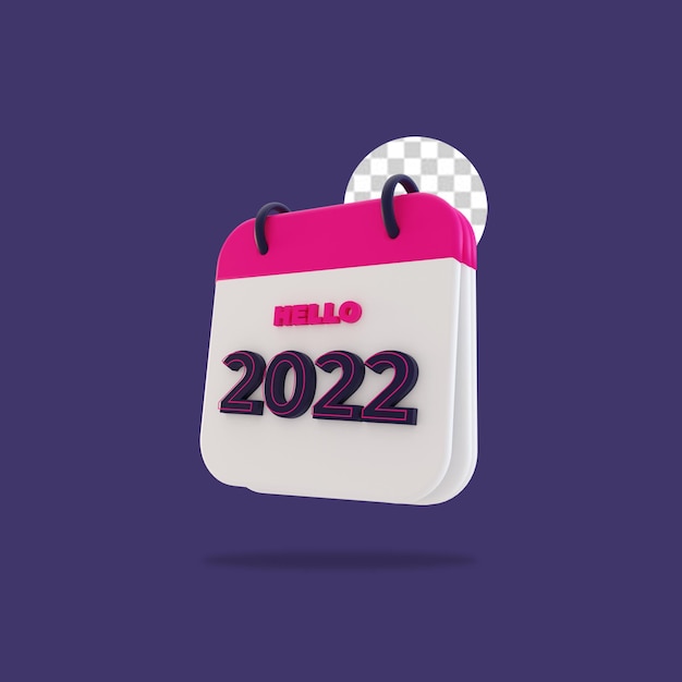 PSD 3d render calendario 2022 design