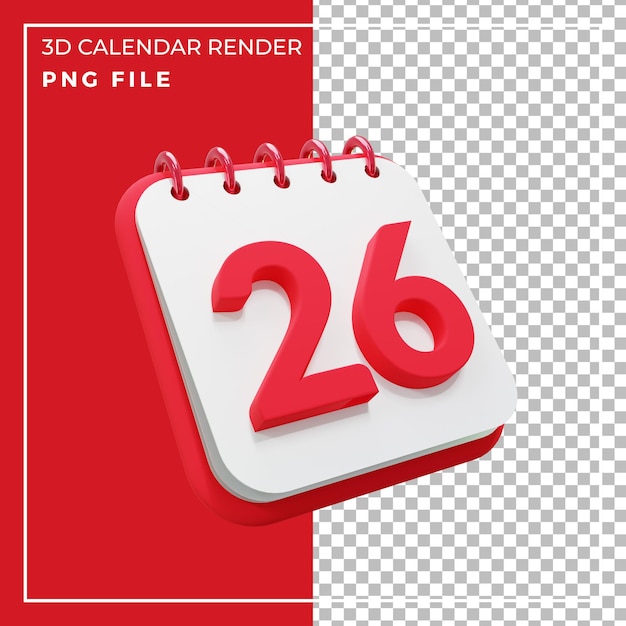 3d render calendar 26day