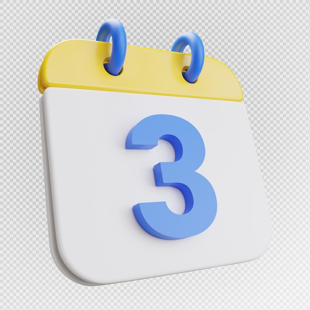 Calendario di rendering 3d 3 °