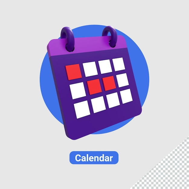Rendering 3d dell'icona del calendario