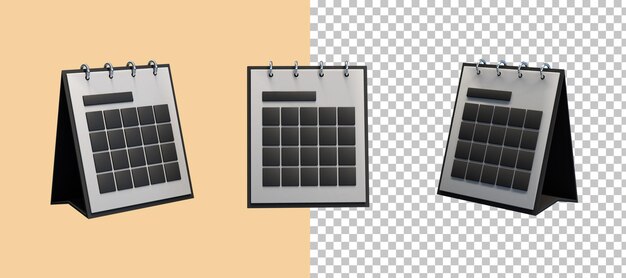 3d render illustrazione del calendario psd premium