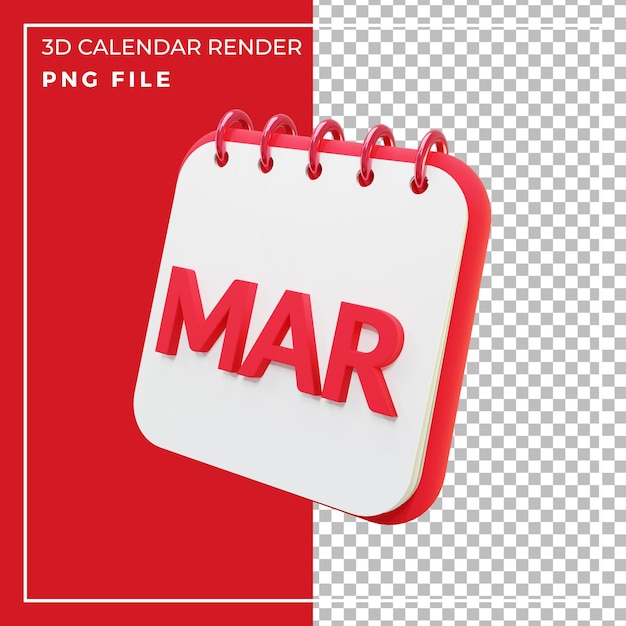 3d render calendario mese marzo