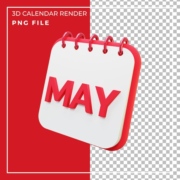 PSD 3d render calendar month may