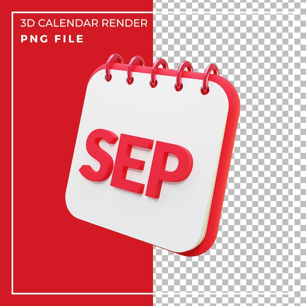 3d render mese di calendario settembre