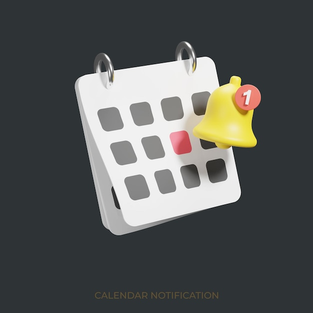 Promemoria di notifica del calendario di rendering 3d