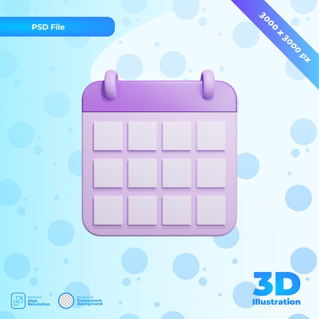 3d render calendario viola