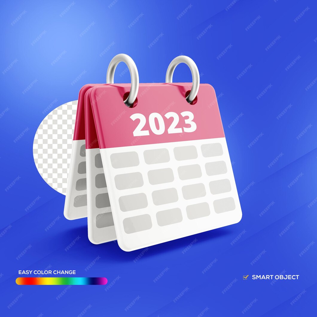 Premium PSD 3d render calendar transparent background and easy color