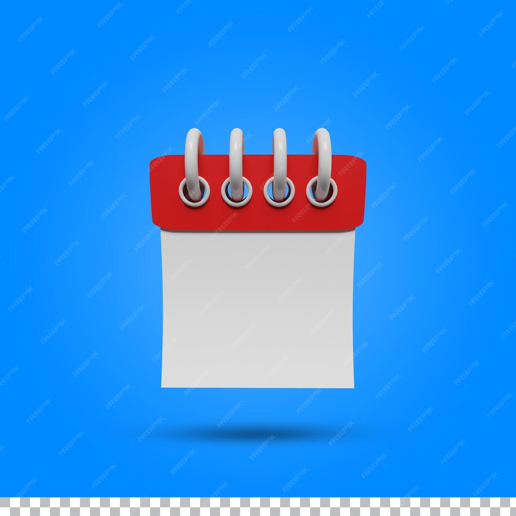 Premium PSD 3d render calendar with clean blank for design or icon 3d