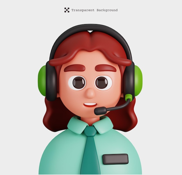PSD 3d render of a call center woman customer service characters isolated occupations avatar icons