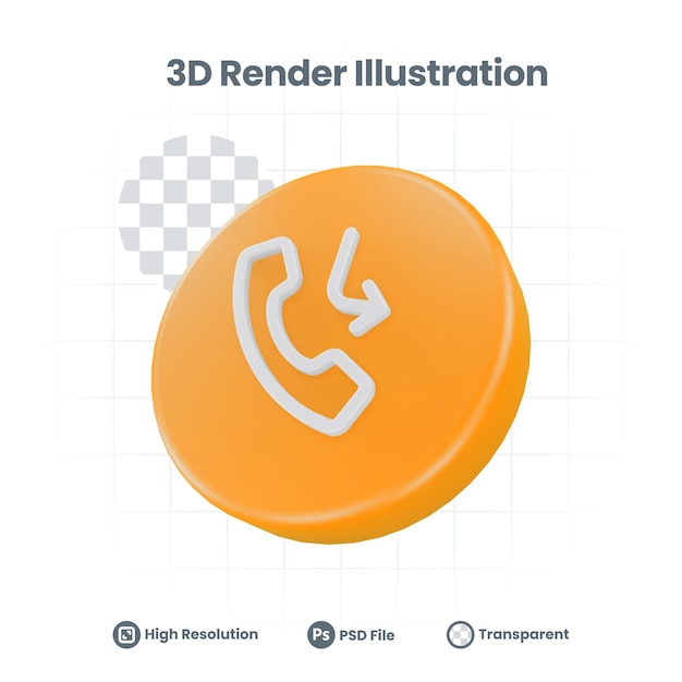 Icona di inoltro di chiamata di rendering 3d per la promozione dei social media dell'app mobile web